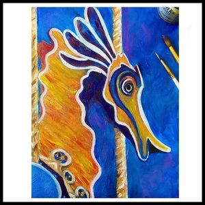 8x10 fine art print of a carousel sea horse